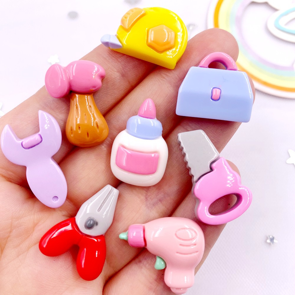 Embellishment Glue Craft - Reçine renkli pense çekiçler anahtarları cetvel