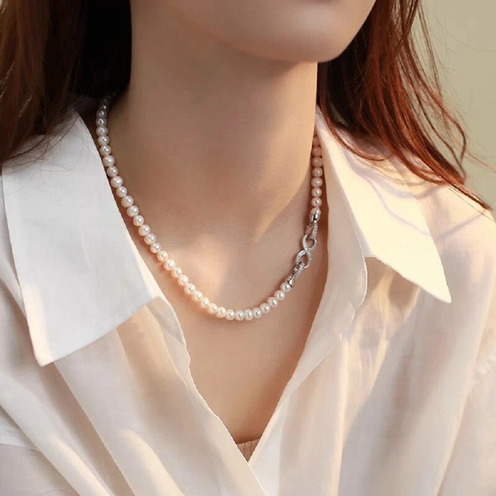 Pearl Trim Chain - Doğal İnci Kolye Akoya AAA 6-7mm