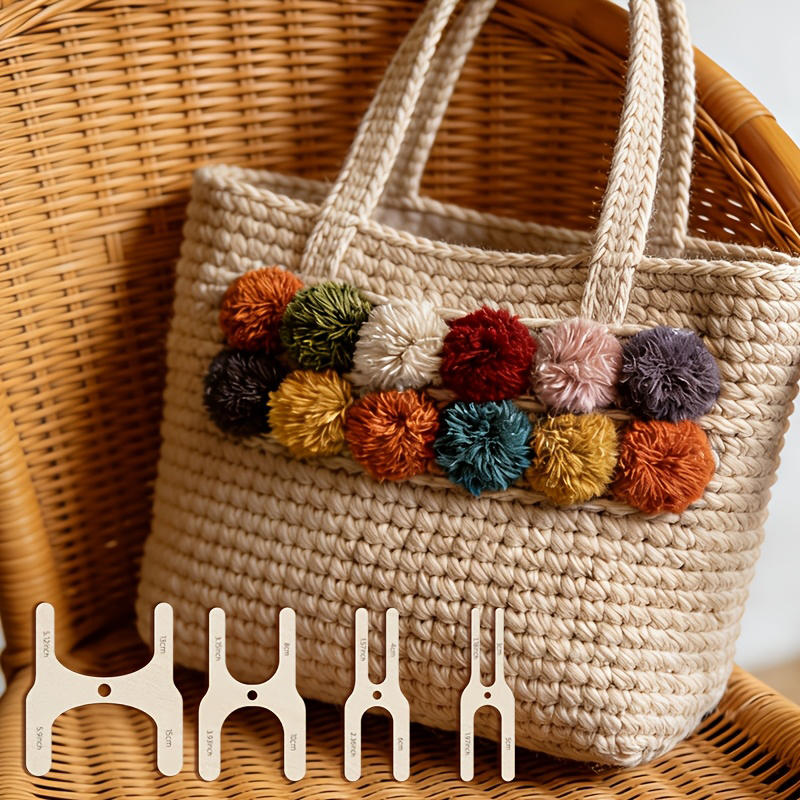 Pom Pom Maker Tool - 4 adet Ahşap Ponpon Yapma Seti,
