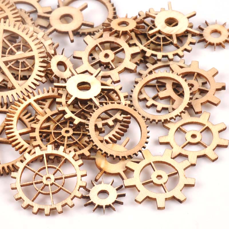 Embellishments For Scrapbooking - 20-40mm 36 adet bitmemiş ahşap el