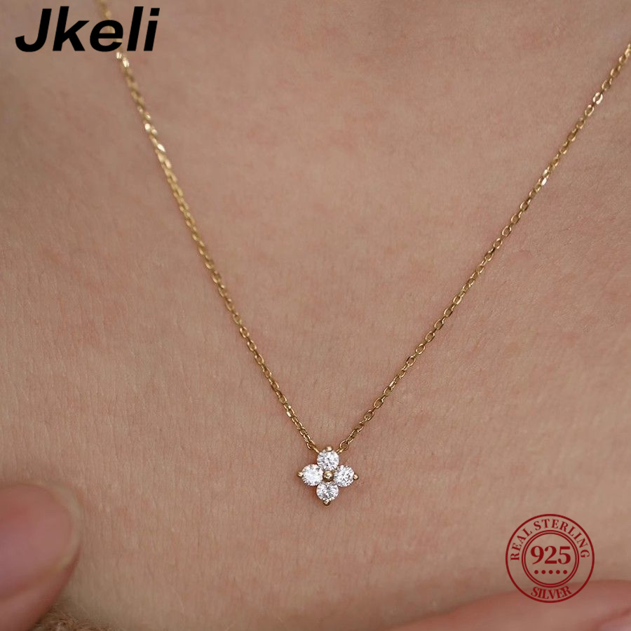 Pearl Trim Chain - Jkeli 925 ayar gümüş kaplama 14K